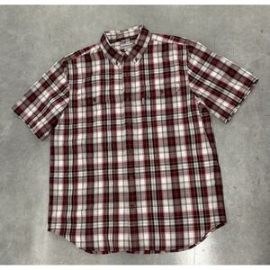 Carhartt Plaid Shirt Men's XL Red Christmas Colors Relaxed‎ Fit Short Sleeve
